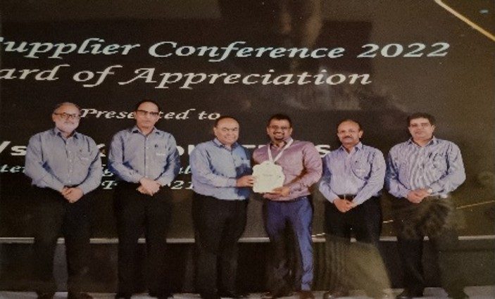 Receiving the Uno Minda award for FY 2021-22