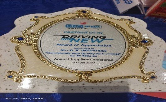 Uno Minda award plaque FY 2021-22