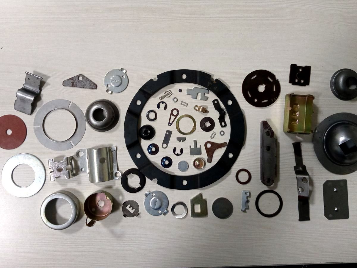 Assorted stamped sheet metal components